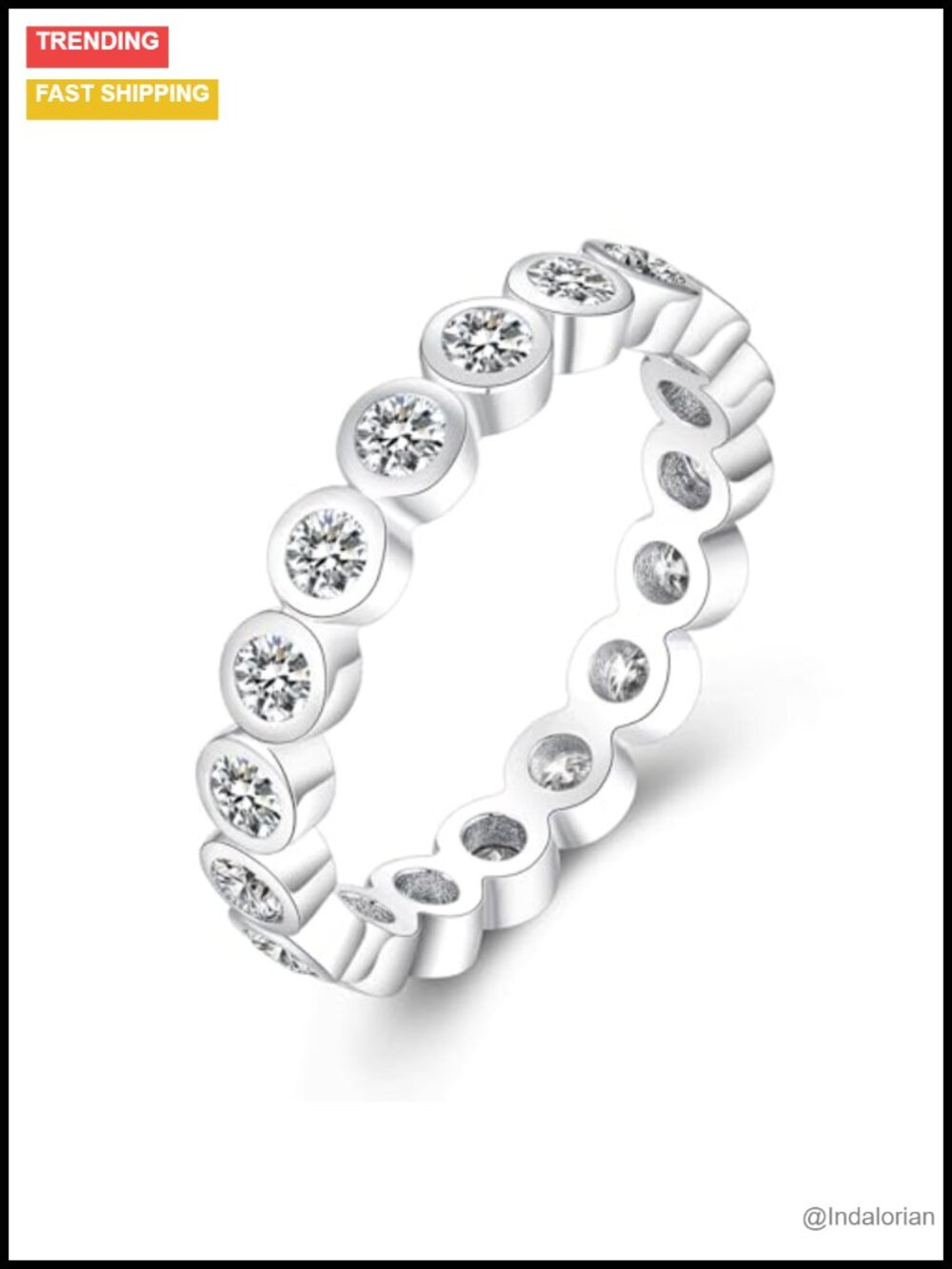 Bezel Bubble Moissanite Wedding Band 925 Sterling Silver Stackable